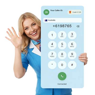 Smiling woman in blue uniform waving